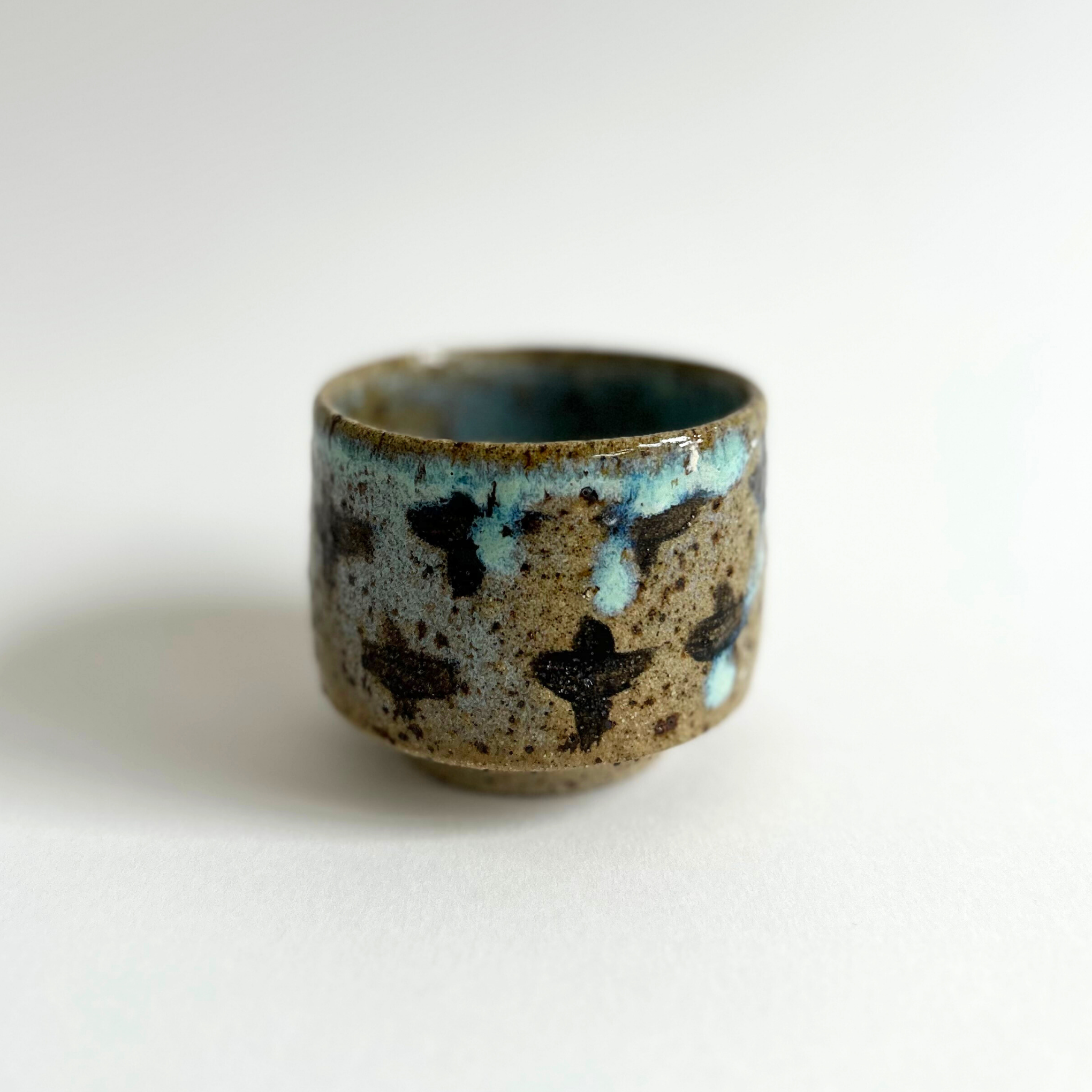 Blue glazed cups